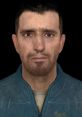 Close-up of the HL2 Screaming Citizen, showing a distressed expression and realistic facial features in a game environment.