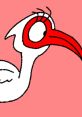 Gracie the Ibis features a whimsical design with a bright red beak and expressive eyes, set against a pink background.