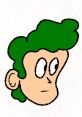 Roberto Morris character from the Mario and Luigi Show with green hair and a curious expression, showcasing cartoon style.