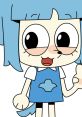 Cheerful cartoon character with blue hair, wearing a blue shirt with a cloud design, smiling and giving a thumbs up.