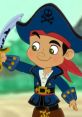 Captain Jake V3 Voice character in signature pirate attire, holding a sword with a cheerful expression. Perfect for kids' adventures!