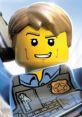 Chase McCain smiles confidently in his police uniform from LEGO City Undercover, ready for action in the vibrant city.