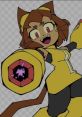 Cheerful character Kit from Gameoverse, wielding a powerful gadget with vivid colors and an energetic pose.