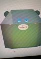 Cute cartoon bear character in green and gray hues with blue eyes and a playful smile, perfect for children's art.