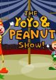 Colorful clowns performing in a circus setting for "The Yoyo & Peanut Show," featuring vibrant decorations and playful antics.