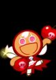 Cheerful Cherry Cookie from Cookie Run Kingdom holds two red cherries, showcasing a playful and magical spirit.