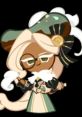 Eclair Cookie from Cookie Run Kingdom V3 showcases an elegant design with a stylish hat and scholarly glasses, exuding charm.