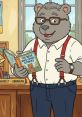 Mr. Headley, the friendly librarian, holds "The Bear Who Loved Stories" in a cozy library setting, promoting reading for kids.