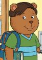 Cheerful bear character in a green striped shirt holding a science book, ready for a day of learning and exploration.