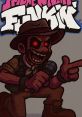 Evil Finney character from Friday Night Funkin', featuring red eyes and a menacing grin, holds a microphone confidently.
