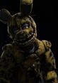 Spring Trap 3 character, a sinister animatronic with yellowed fur and piercing blue eyes, exuding horror and intrigue.