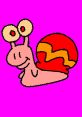 Cute cartoon snail with big eyes on a vibrant pink background, inspired by Corman Krappenschitz (Kojo). Fun and playful design.