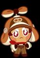 Twisted Donut Cookie from Cookie Run Kingdom, featuring a cute character with a brown cap and red scarf. Playful design!