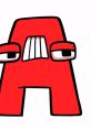 Red cartoon letter "A" with expressive eyes and a quirky smile, showcasing playful design and character. Fun for learning!