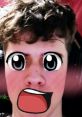 Playful digital art featuring exaggerated anime eyes and mouth on a young person, showcasing a fun and creative expression.