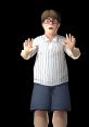 Character design of a surprised boy in striped shirt and shorts, embodying whimsical charm perfect for storytelling.