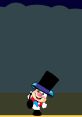 Circus ringmaster puppy in a top hat, cheerfully welcoming the audience with a playful stance and colorful attire.