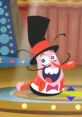 Chesterfield, the Grandmaster Flea, joyfully performs in a colorful circus setting, showcasing his vibrant personality.