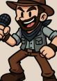 Coyote Pearson celebrates adventure with a microphone, wearing a hat and rugged attire in a lively pose.