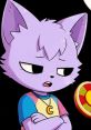 Yuki Marquez from Season 1, a purple cat character with a stylish outfit and a skeptical expression.