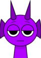 Purple cartoon character with spiky horns and a tired expression, embodying a quirky personality reminiscent of Durple.