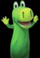 Agle from Cocomong waves cheerfully, showcasing a vibrant green color and playful expression, perfect for kids’ entertainment.
