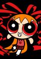 Powerpuff Girls character with red eyes and orange hair, showcasing a fierce expression on a black background.