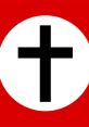 Symbol featuring a black cross within a white circle against a red background, evoking themes of conflict in animated multiverses.