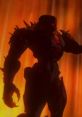 Shadowy figure with sharp spikes against a fiery background, embodying the fierce essence of Apex legends.