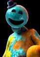 Colorful, smiling character with a blue face and a small hat, representing Doey The Doughman’s playful spirit and charm.