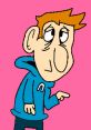 Braxton Sumlet from Mario and Luigi Show with a quirky expression, wearing a blue hoodie against a pink background.