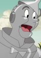 Cheerful animated Tin Man character with a big smile, representing creativity and fun in song generation with voice.