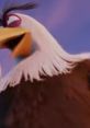 Mighty Eagle smiles confidently in the sky from the Angry Birds Movie, showcasing his vibrant feathers and bold personality.
