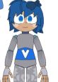 Vianle Dash (G5) character design featuring blue hair, unique outfit, and expressive eyes in a playful style.
