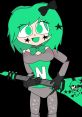 Neila (G5) character with green hair, stars, and guitar, showcasing a vibrant, playful design and energetic personality.