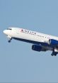 Delta Airlines Boeing 767 in flight, showcasing sleek design and advanced technology, including GPWS systems for safety.