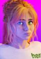 3D animated character with colorful hair, expressing a thoughtful emotion, inspired by the concept of Her Story.