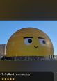 Giant animated smiley face on a spherical LED screen at Fun Crux, showcasing vibrant colors and digital art.