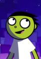Cheerful green character from PBS Kids Dash (1999), with a playful expression against a colorful backdrop.