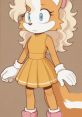 Jeanette the Skunk in a yellow dress, showcasing her playful personality from Nickelodeon's Sonic and Friends series.