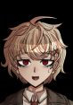 Calm Shinku Kutsuki with light blonde hair and red eyes, exuding a serene expression against a dark background.