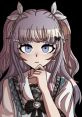 Thoughtful character with lavender hair and expressive eyes, showcasing a unique fashion style inspired by anime.