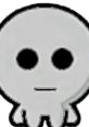 Minimalist gray character with a round head and small body, featuring large black eyes and simple facial expression.
