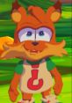 Cheerful animated character Terry from 2026 with orange fur and a question mark shirt, set in a vibrant background.