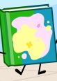 Colorful book character with playful splashes, featured in X Cake Book from BFDI: TPOT 16. Fun and whimsical design.