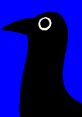 Stylized black raven silhouette against a vibrant blue background, inspired by the "Taking Raven" segment in the Mario and Luigi Show.