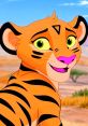 Cute animated tiger with vibrant orange fur and green eyes, embodying the spirit of adventure and friendship in Kamili.