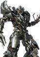 Fierce Megatron stands menacingly, showcasing intricate details and metallic textures in this powerful robotic form.