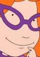 Cartoon character with orange hair and purple glasses, showcasing curiosity and intelligence, related to Nancy Francis AI Voice.
