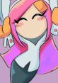 Cheerful character with vibrant pink hair, celebrating friendship in a playful, colorful style. Perfect for "Bestie For Ever"!